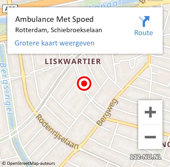 Locatie op kaart van de 112 melding: Ambulance Met Spoed Naar Rotterdam, Schiebroekselaan op 27 september 2024 13:25