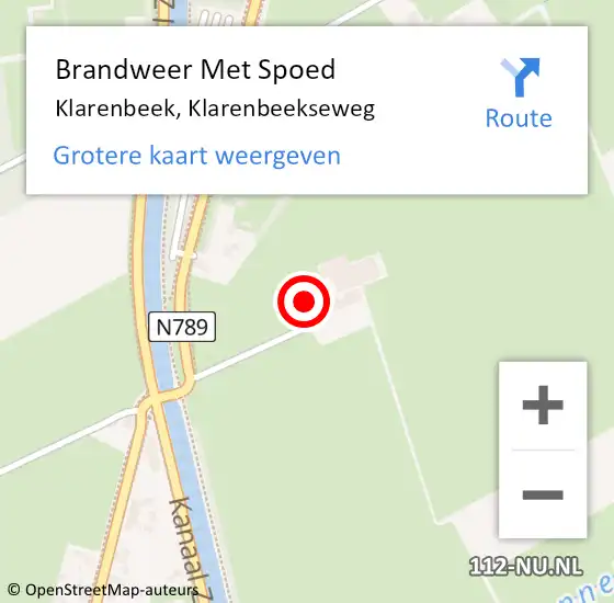 Locatie op kaart van de 112 melding: Brandweer Met Spoed Naar Klarenbeek, Klarenbeekseweg op 27 september 2024 13:27