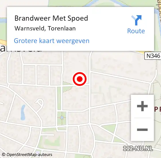 Locatie op kaart van de 112 melding: Brandweer Met Spoed Naar Warnsveld, Torenlaan op 27 september 2024 13:34