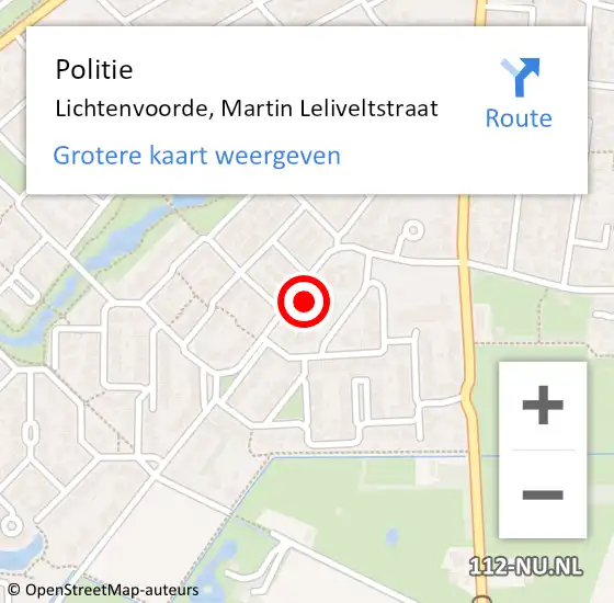 Locatie op kaart van de 112 melding: Politie Lichtenvoorde, Martin Leliveltstraat op 27 september 2024 13:37