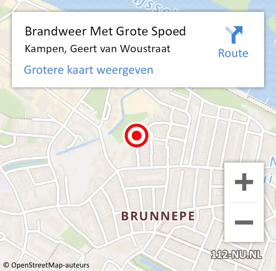 Locatie op kaart van de 112 melding: Brandweer Met Grote Spoed Naar Kampen, Geert van Woustraat op 27 september 2024 13:47