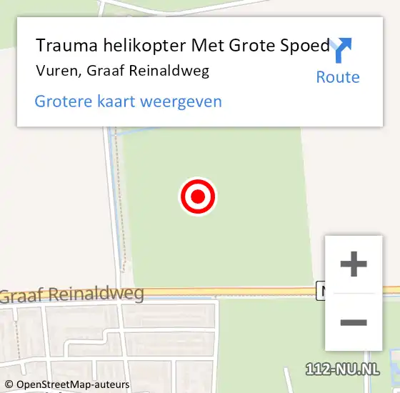 Locatie op kaart van de 112 melding: Trauma helikopter Met Grote Spoed Naar Vuren, Graaf Reinaldweg op 27 september 2024 13:50