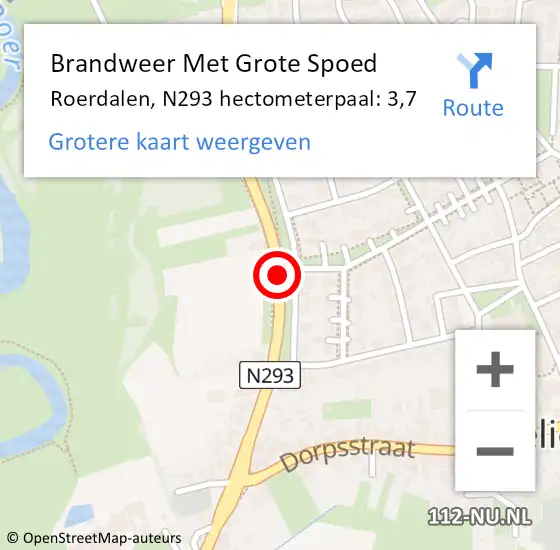 Locatie op kaart van de 112 melding: Brandweer Met Grote Spoed Naar Roerdalen, N293 hectometerpaal: 3,7 op 27 september 2024 13:57