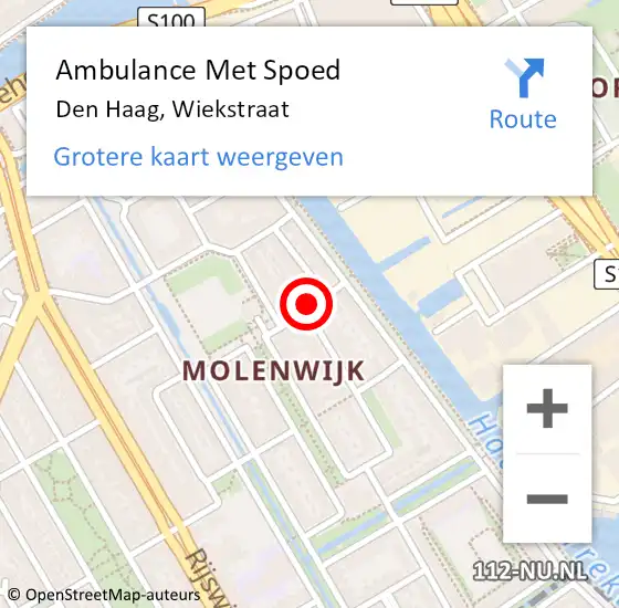 Locatie op kaart van de 112 melding: Ambulance Met Spoed Naar Den Haag, Wiekstraat op 27 september 2024 14:07