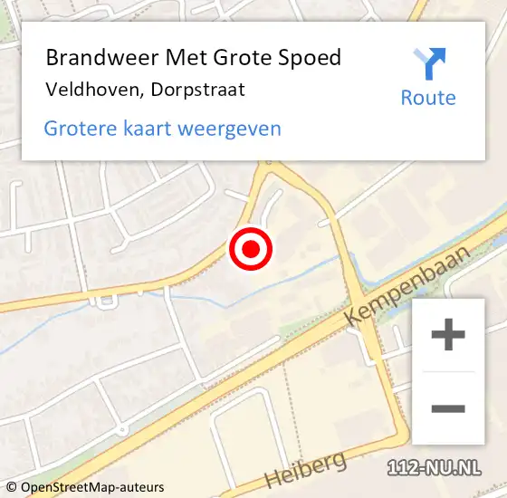 Locatie op kaart van de 112 melding: Brandweer Met Grote Spoed Naar Veldhoven, Dorpstraat op 27 september 2024 14:07