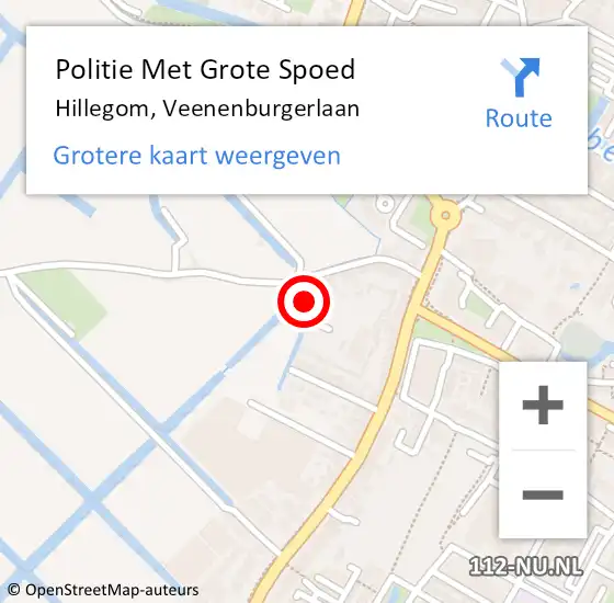 Locatie op kaart van de 112 melding: Politie Met Grote Spoed Naar Hillegom, Veenenburgerlaan op 27 september 2024 14:11