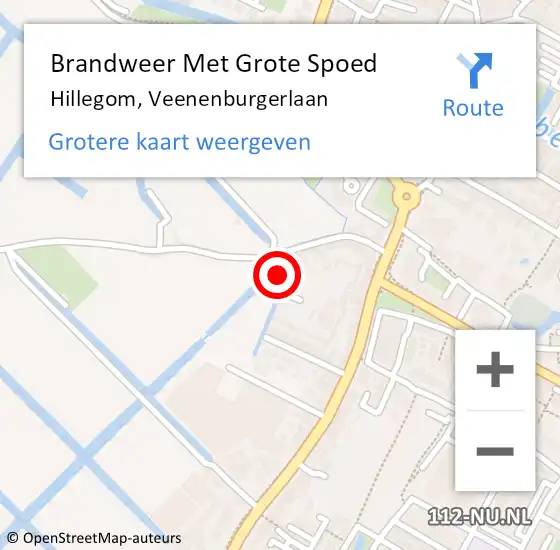 Locatie op kaart van de 112 melding: Brandweer Met Grote Spoed Naar Hillegom, Veenenburgerlaan op 27 september 2024 14:12