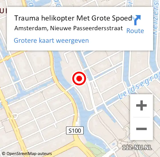 Locatie op kaart van de 112 melding: Trauma helikopter Met Grote Spoed Naar Amsterdam, Nieuwe Passeerdersstraat op 27 september 2024 14:20