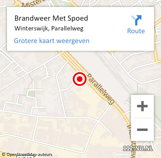 Locatie op kaart van de 112 melding: Brandweer Met Spoed Naar Winterswijk, Parallelweg op 27 september 2024 14:28