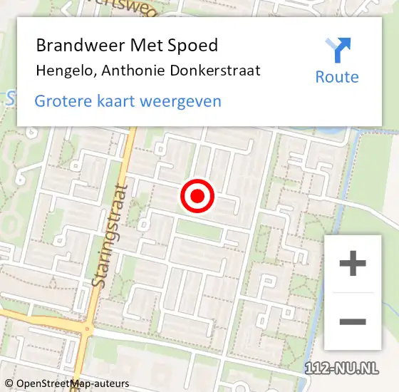 Locatie op kaart van de 112 melding: Brandweer Met Spoed Naar Hengelo, Anthonie Donkerstraat op 27 september 2024 14:30