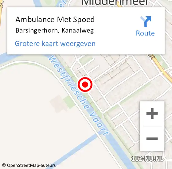 Locatie op kaart van de 112 melding: Ambulance Met Spoed Naar Barsingerhorn, Kanaalweg op 27 september 2024 14:32