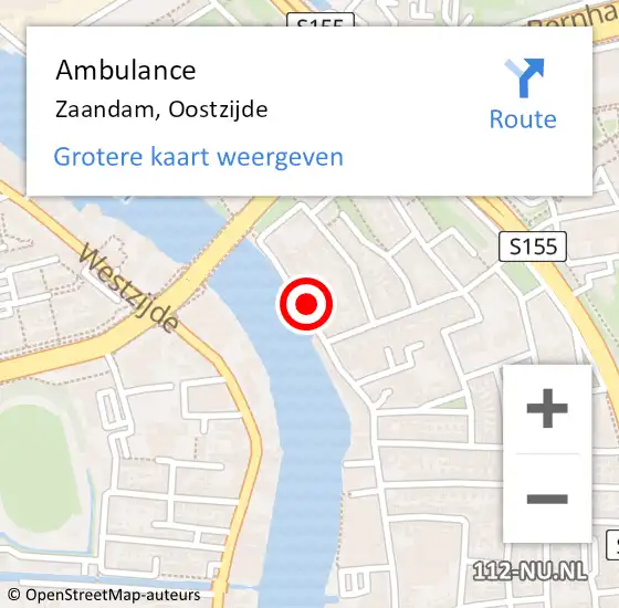 Locatie op kaart van de 112 melding: Ambulance Zaandam, Oostzijde op 27 september 2024 14:51