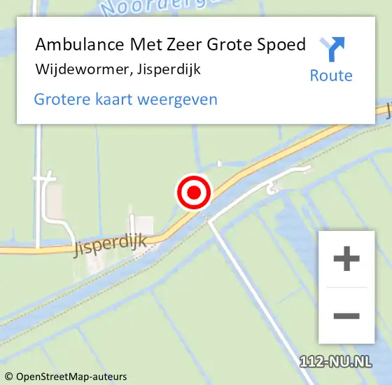 Locatie op kaart van de 112 melding: Ambulance Met Zeer Grote Spoed Naar Wijdewormer, Jisperdijk op 27 september 2024 14:59