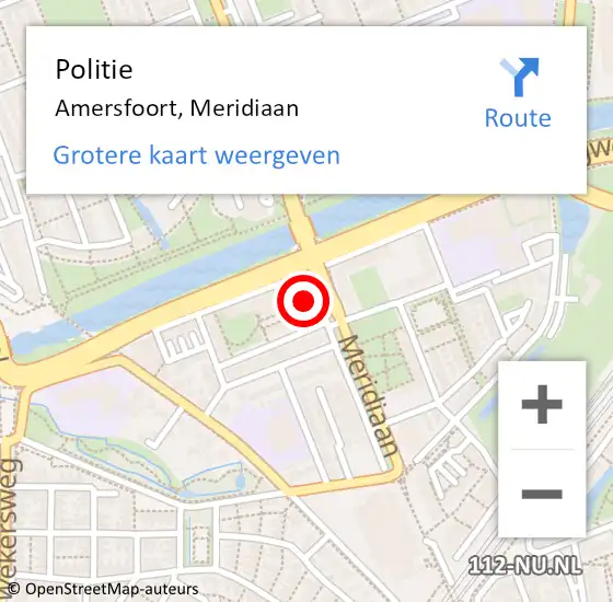 Locatie op kaart van de 112 melding: Politie Amersfoort, Meridiaan op 27 september 2024 15:02