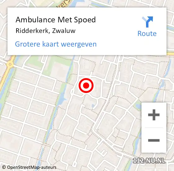 Locatie op kaart van de 112 melding: Ambulance Met Spoed Naar Ridderkerk, Zwaluw op 27 september 2024 15:02