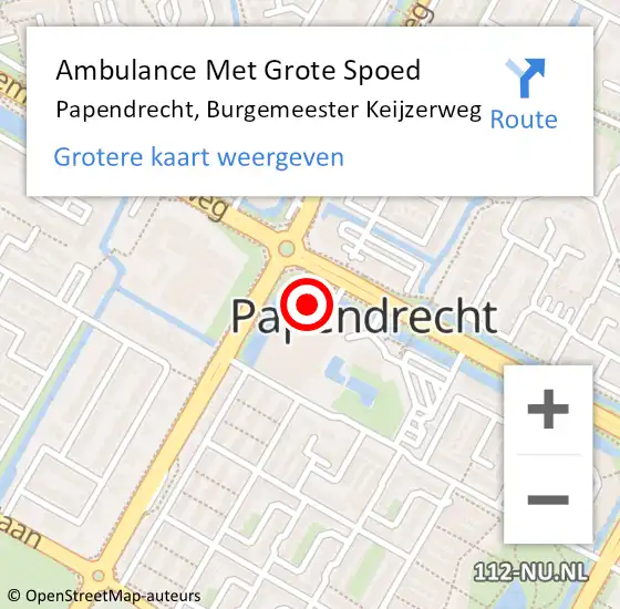 Locatie op kaart van de 112 melding: Ambulance Met Grote Spoed Naar Papendrecht, Burgemeester Keijzerweg op 27 september 2024 15:09