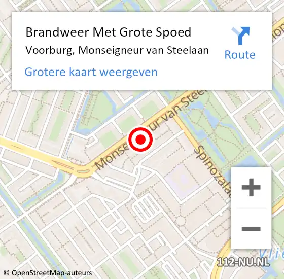 Locatie op kaart van de 112 melding: Brandweer Met Grote Spoed Naar Voorburg, Monseigneur van Steelaan op 27 september 2024 15:10