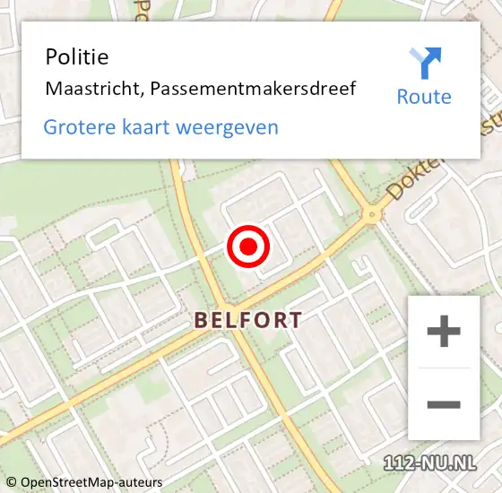 Locatie op kaart van de 112 melding: Politie Maastricht, Passementmakersdreef op 27 september 2024 15:18