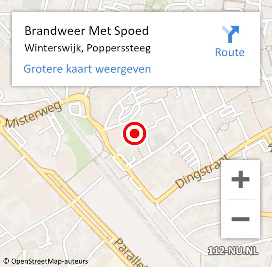 Locatie op kaart van de 112 melding: Brandweer Met Spoed Naar Winterswijk, Popperssteeg op 27 september 2024 15:34