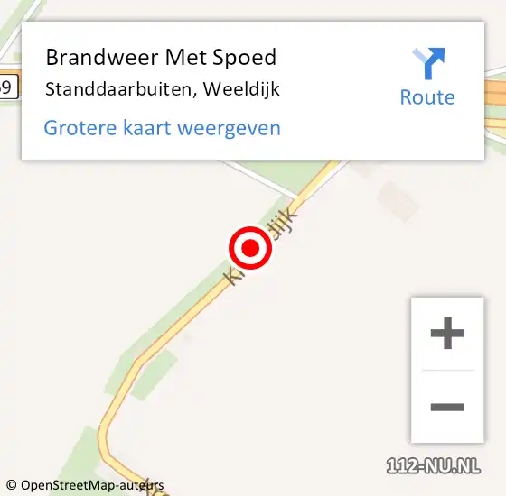 Locatie op kaart van de 112 melding: Brandweer Met Spoed Naar Standdaarbuiten, Weeldijk op 21 oktober 2014 14:32