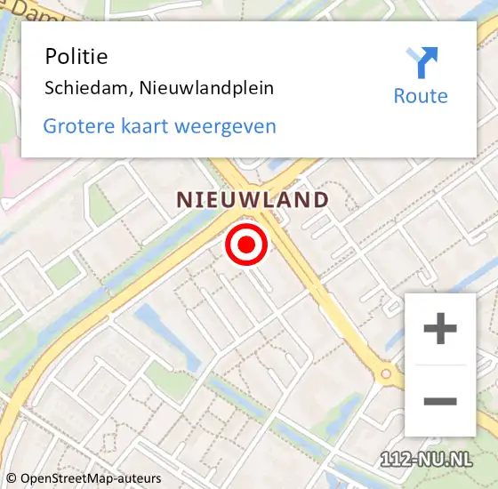 Locatie op kaart van de 112 melding: Politie Schiedam, Nieuwlandplein op 27 september 2024 15:36