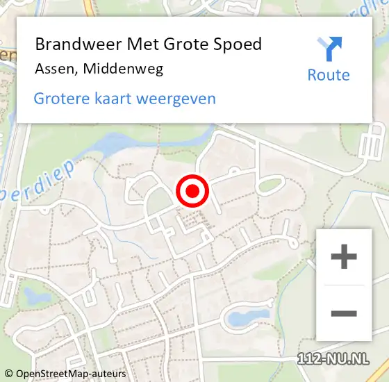 Locatie op kaart van de 112 melding: Brandweer Met Grote Spoed Naar Assen, Middenweg op 27 september 2024 15:37