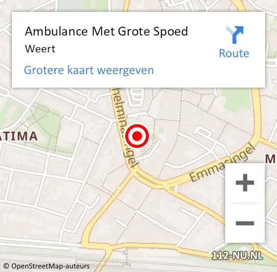 Locatie op kaart van de 112 melding: Ambulance Met Grote Spoed Naar Weert op 27 september 2024 15:56