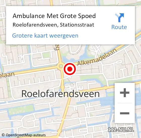 Locatie op kaart van de 112 melding: Ambulance Met Grote Spoed Naar Roelofarendsveen, Stationsstraat op 27 september 2024 16:02