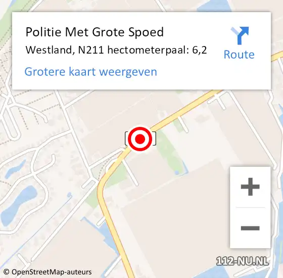 Locatie op kaart van de 112 melding: Politie Met Grote Spoed Naar Westland, N211 hectometerpaal: 6,2 op 27 september 2024 16:05