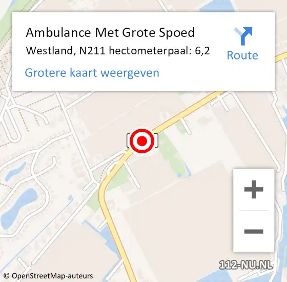 Locatie op kaart van de 112 melding: Ambulance Met Grote Spoed Naar Westland, N211 hectometerpaal: 6,2 op 27 september 2024 16:07