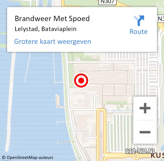 Locatie op kaart van de 112 melding: Brandweer Met Spoed Naar Lelystad, Bataviaplein op 27 september 2024 16:20