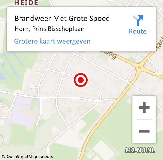 Locatie op kaart van de 112 melding: Brandweer Met Grote Spoed Naar Horn, Prins Bisschoplaan op 27 september 2024 16:22