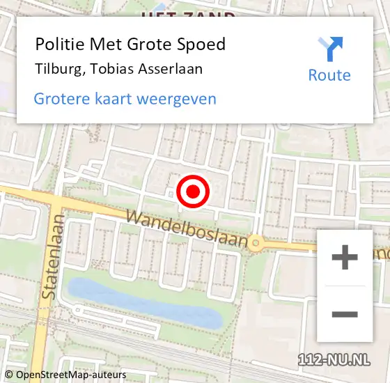 Locatie op kaart van de 112 melding: Politie Met Grote Spoed Naar Tilburg, Tobias Asserlaan op 27 september 2024 16:29