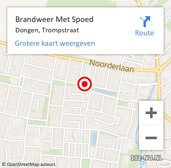 Locatie op kaart van de 112 melding: Brandweer Met Spoed Naar Dongen, Trompstraat op 21 oktober 2014 14:37