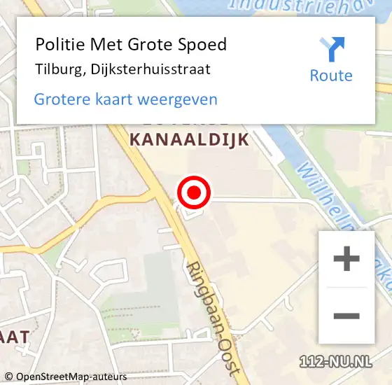 Locatie op kaart van de 112 melding: Politie Met Grote Spoed Naar Tilburg, Dijksterhuisstraat op 27 september 2024 16:31