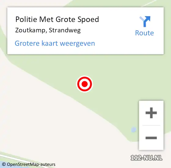 Locatie op kaart van de 112 melding: Politie Met Grote Spoed Naar Zoutkamp, Strandweg op 27 september 2024 16:33