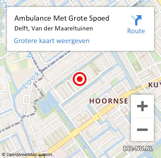 Locatie op kaart van de 112 melding: Ambulance Met Grote Spoed Naar Delft, Van der Maareltuinen op 27 september 2024 16:45