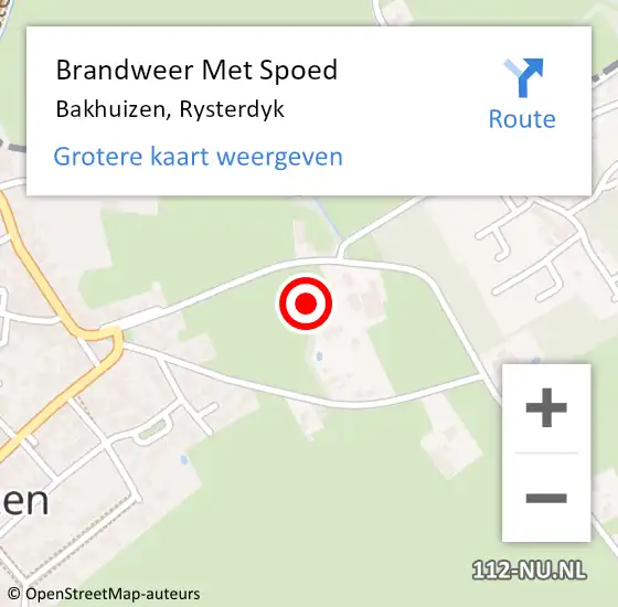 Locatie op kaart van de 112 melding: Brandweer Met Spoed Naar Bakhuizen, Rysterdyk op 27 september 2024 17:08