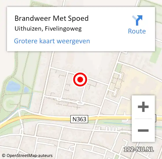 Locatie op kaart van de 112 melding: Brandweer Met Spoed Naar Uithuizen, Fivelingoweg op 27 september 2024 17:14