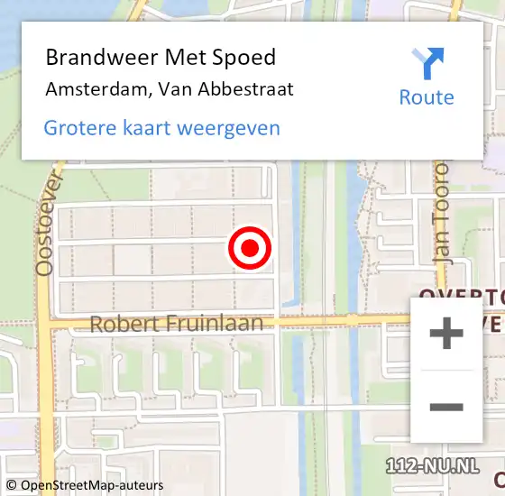 Locatie op kaart van de 112 melding: Brandweer Met Spoed Naar Amsterdam, Van Abbestraat op 27 september 2024 17:15