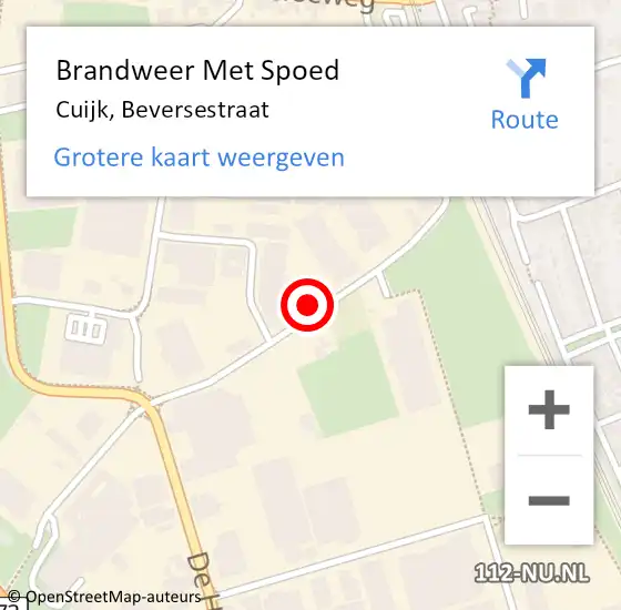 Locatie op kaart van de 112 melding: Brandweer Met Spoed Naar Cuijk, Beversestraat op 27 september 2024 17:16