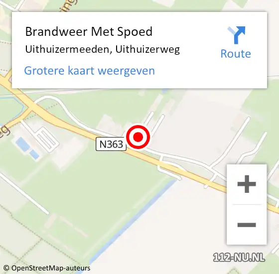 Locatie op kaart van de 112 melding: Brandweer Met Spoed Naar Uithuizermeeden, Uithuizerweg op 27 september 2024 17:23