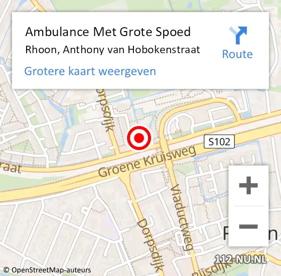 Locatie op kaart van de 112 melding: Ambulance Met Grote Spoed Naar Rhoon, Anthony van Hobokenstraat op 27 september 2024 17:41