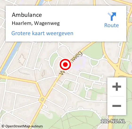 Locatie op kaart van de 112 melding: Ambulance Haarlem, Wagenweg op 27 september 2024 17:45