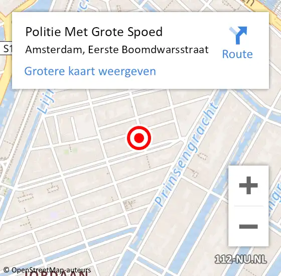 Locatie op kaart van de 112 melding: Politie Met Grote Spoed Naar Amsterdam, Eerste Boomdwarsstraat op 27 september 2024 17:53