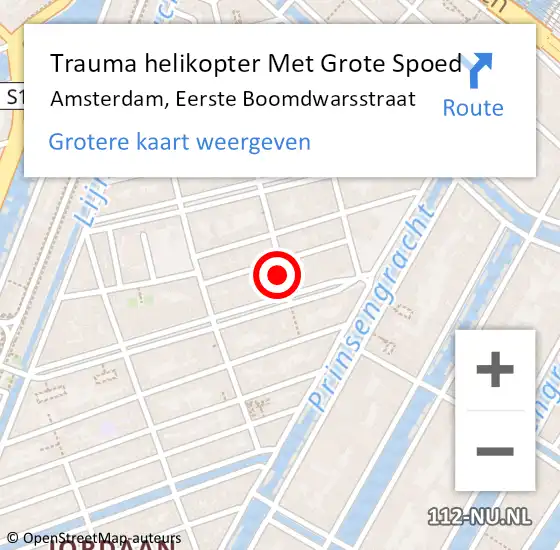 Locatie op kaart van de 112 melding: Trauma helikopter Met Grote Spoed Naar Amsterdam, Eerste Boomdwarsstraat op 27 september 2024 17:54