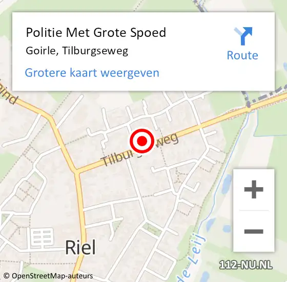 Locatie op kaart van de 112 melding: Politie Met Grote Spoed Naar Goirle, Tilburgseweg op 27 september 2024 17:54