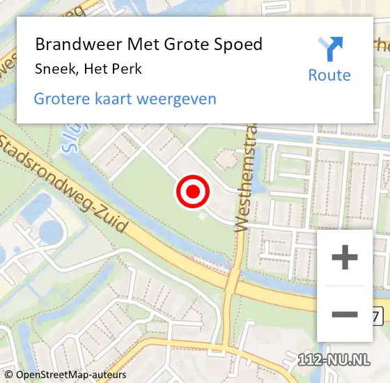 Locatie op kaart van de 112 melding: Brandweer Met Grote Spoed Naar Sneek, Het Perk op 27 september 2024 18:18