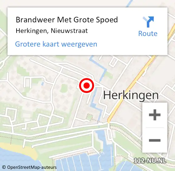 Locatie op kaart van de 112 melding: Brandweer Met Grote Spoed Naar Herkingen, Nieuwstraat op 27 september 2024 18:34