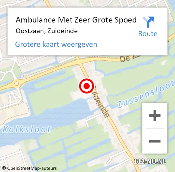 Locatie op kaart van de 112 melding: Ambulance Met Zeer Grote Spoed Naar Oostzaan, Zuideinde op 27 september 2024 18:38